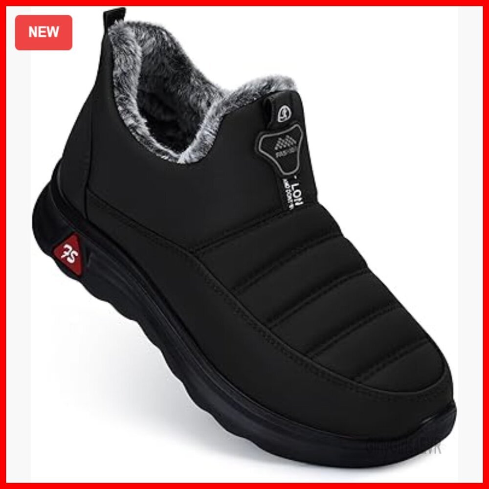 Fur Lined Slip On Ankle Snow Boots Waterproof Anti Slip Winter Shoes
